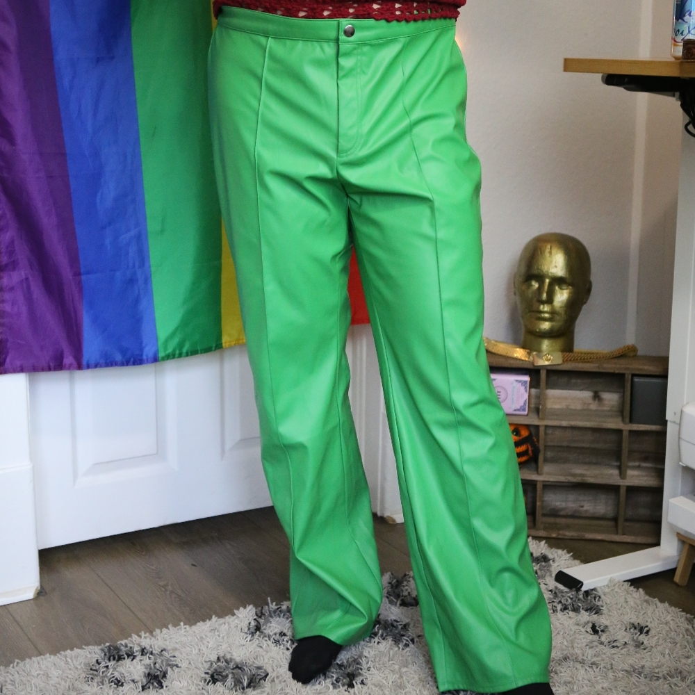 Wild Fable Vibrant Kelly Green Faux Leather Trouser Plus Size Pant